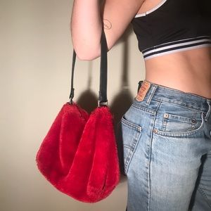 Fluffy red handbag/purse
